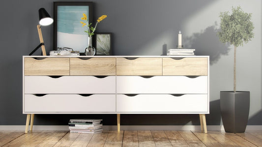 OSLO Doppelkommode Sideboard Weiß / Eiche Sonoma