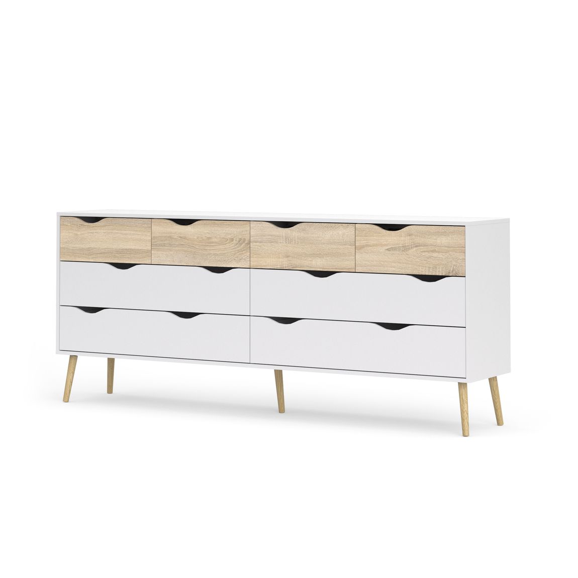 OSLO Doppelkommode Sideboard Weiß / Eiche Sonoma