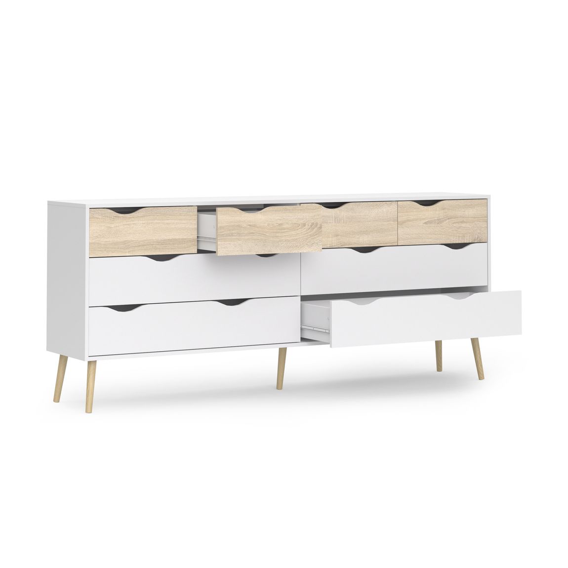 OSLO Doppelkommode Sideboard Weiß / Eiche Sonoma