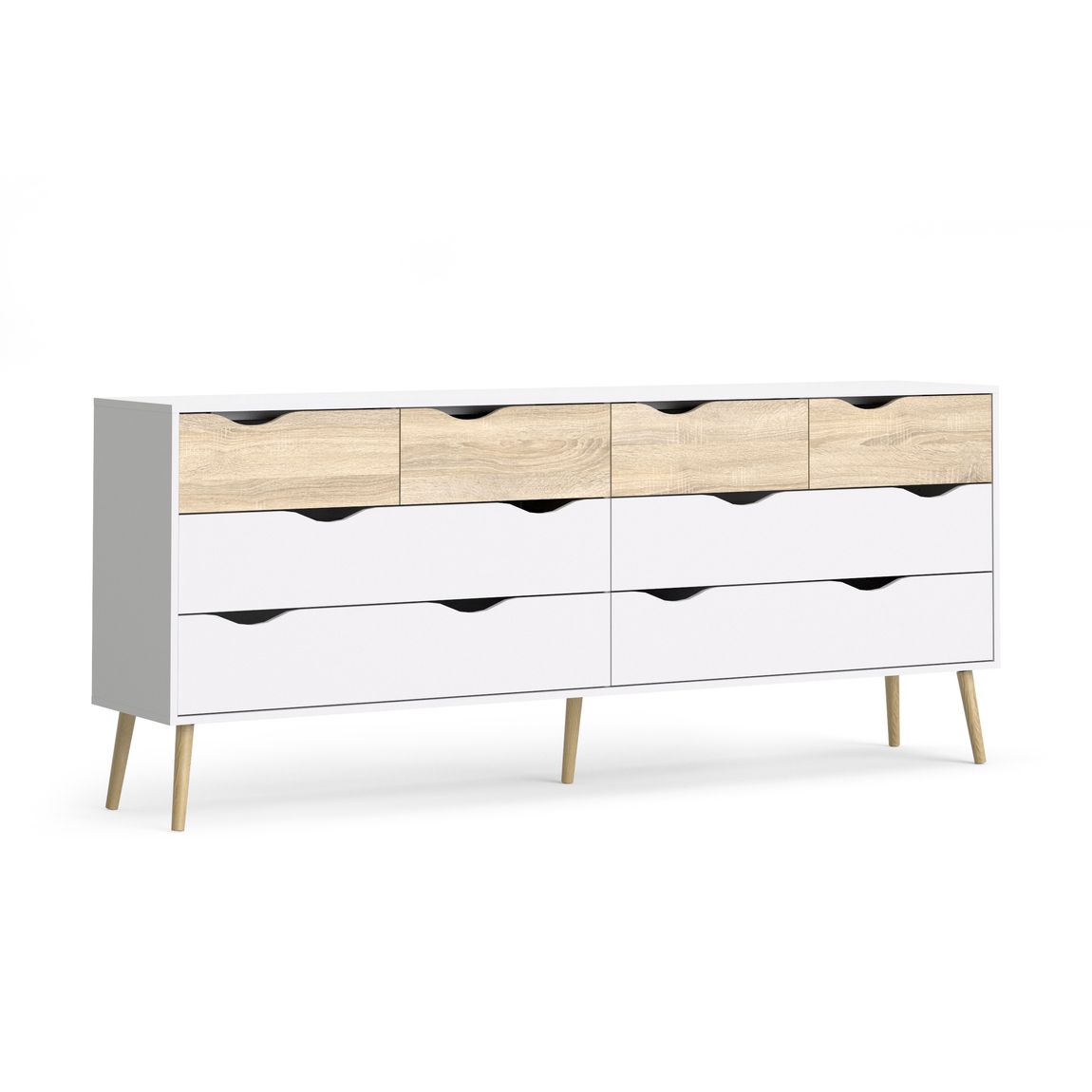 OSLO Doppelkommode Sideboard Weiß / Eiche Sonoma