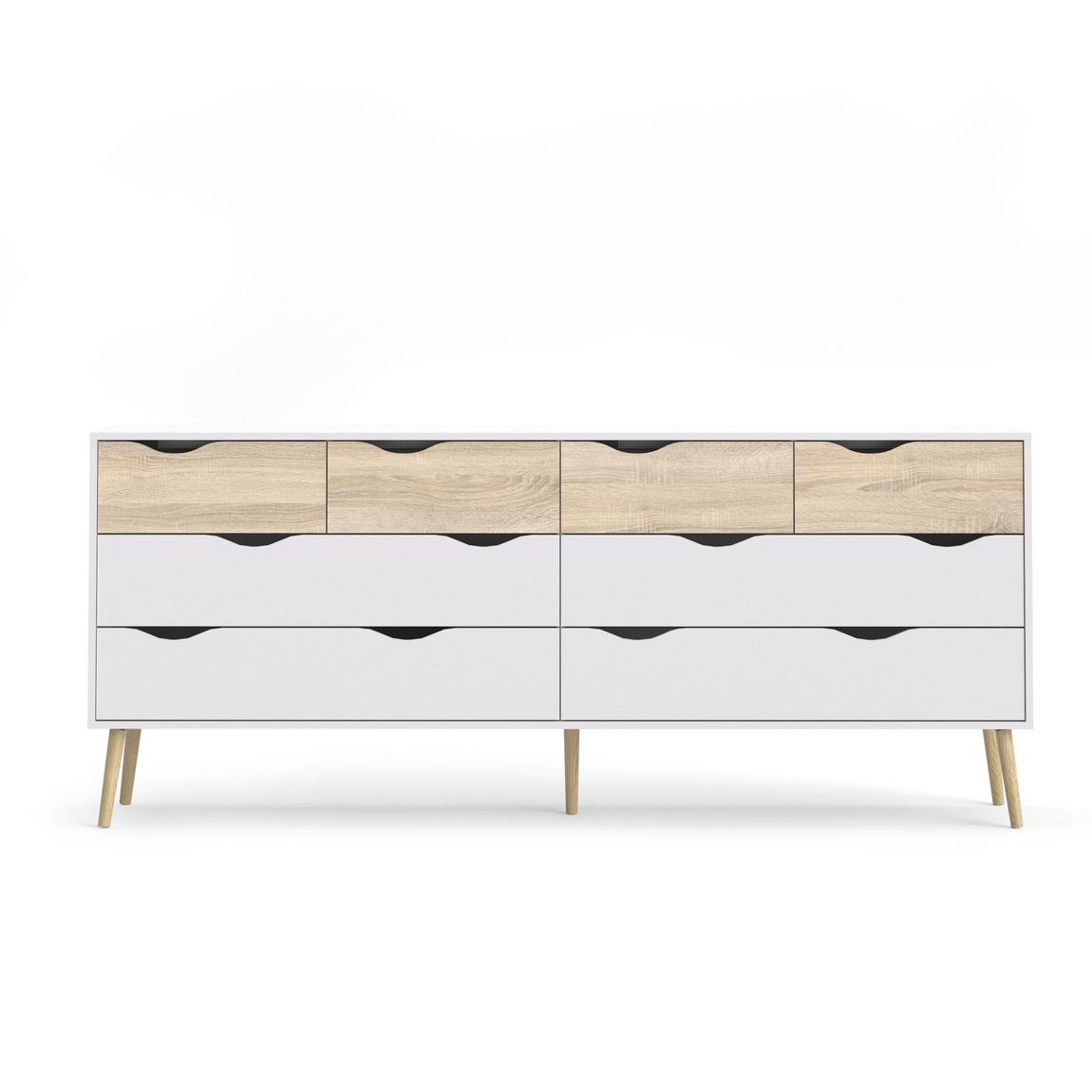 OSLO Doppelkommode Sideboard Weiß / Eiche Sonoma