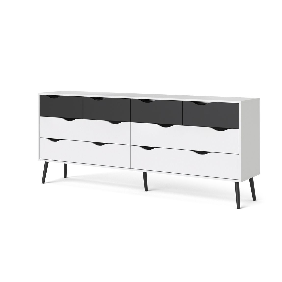 Doppel Kommode OSLO Anrichte Sideboard Weiß / Schwarz