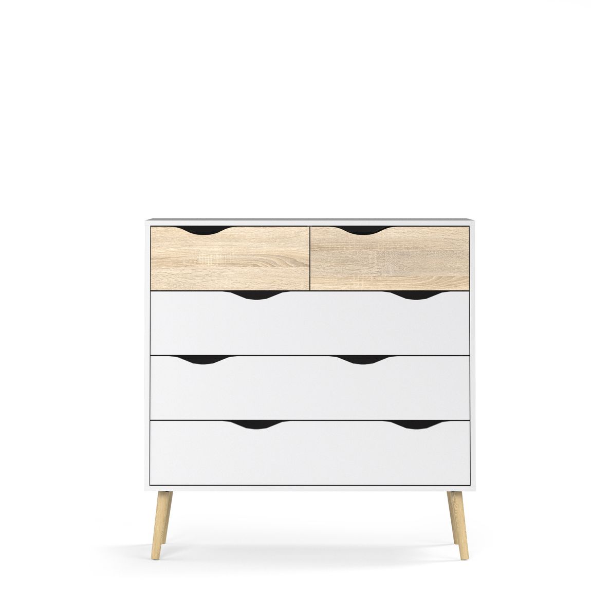 Kommode OSLO Anrichte Sideboard Weiß / Eiche Struktur