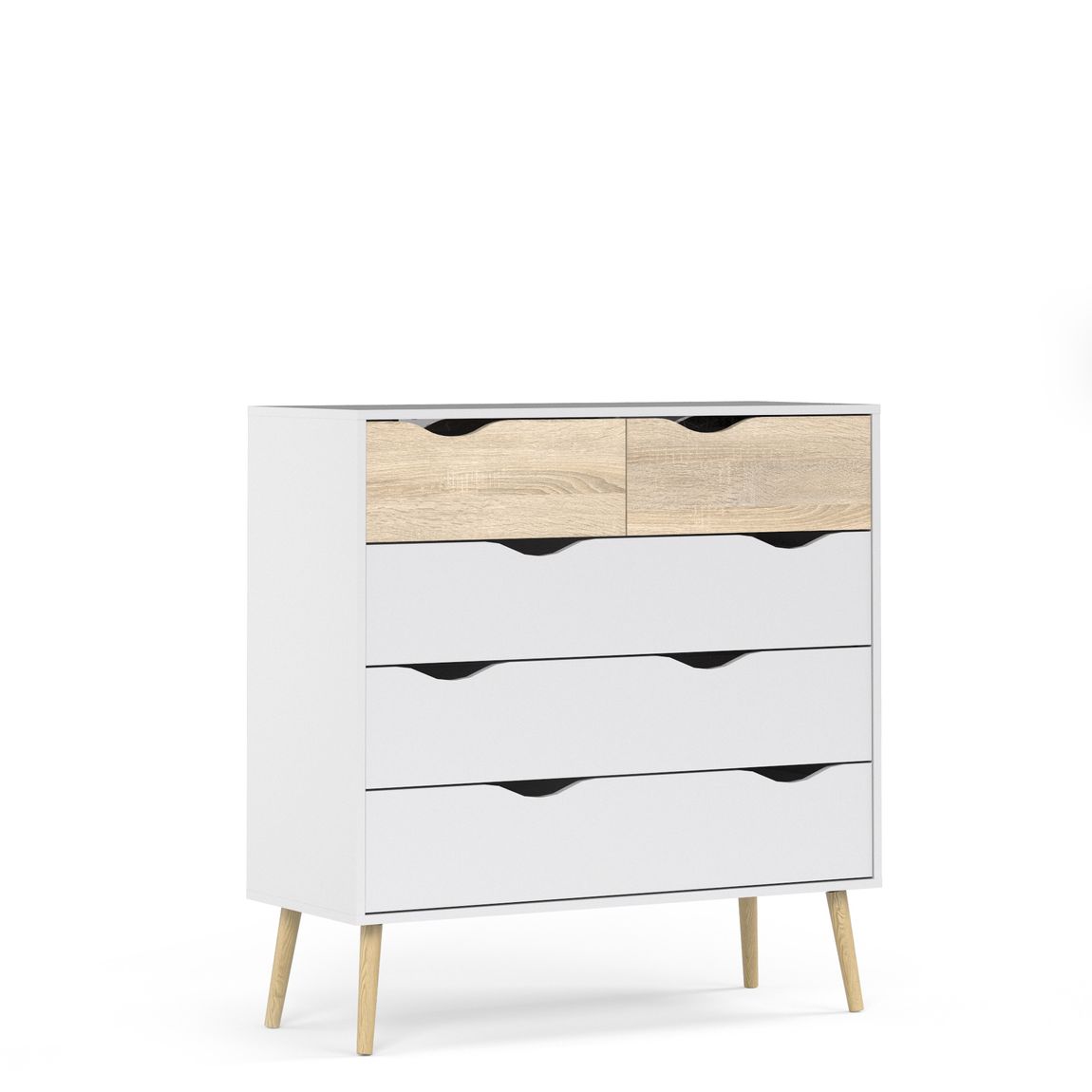 Kommode OSLO Anrichte Sideboard Weiß / Eiche Struktur