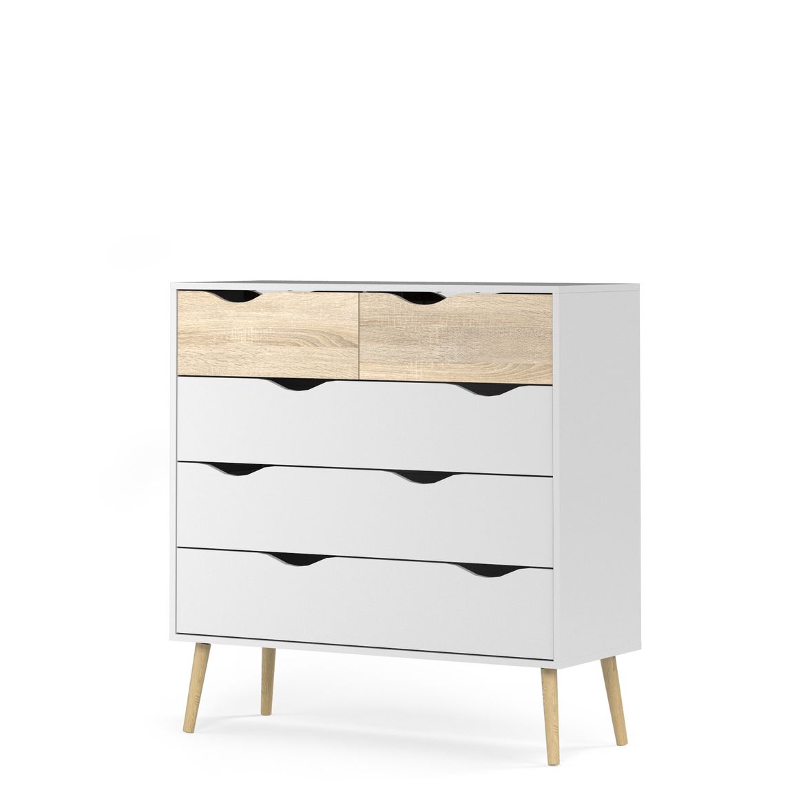 Kommode OSLO Anrichte Sideboard Weiß / Eiche Struktur