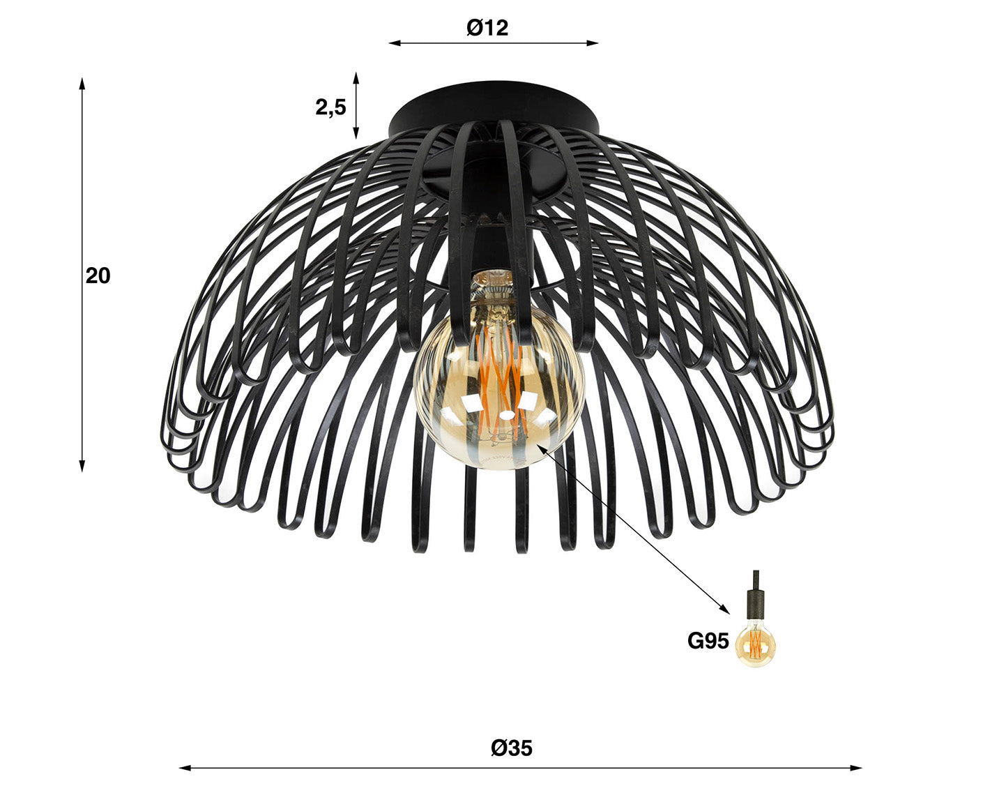 Deckenlampe 1L Bend, Anthrazit