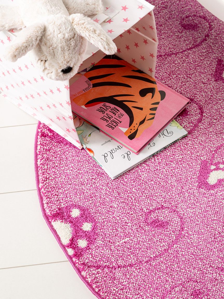 Kinderteppich Noa Kids Butterfly Ø 120 cm rund Rosa