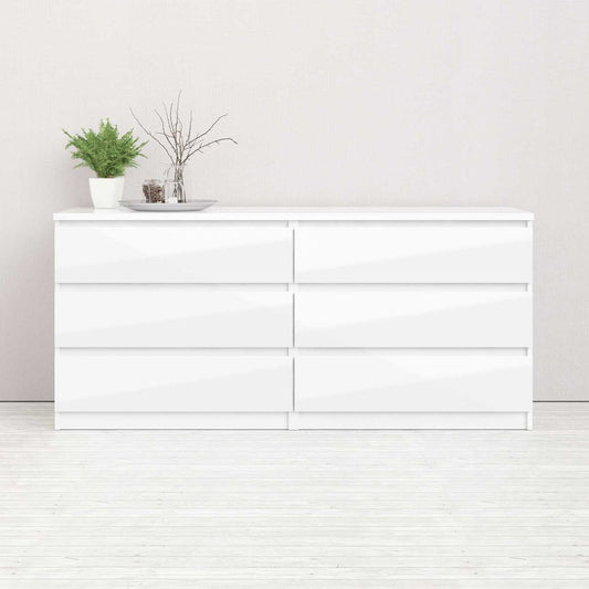 Doppelkommode NAIA Kommode Anrichte Sideboard Weiß Hochglanz