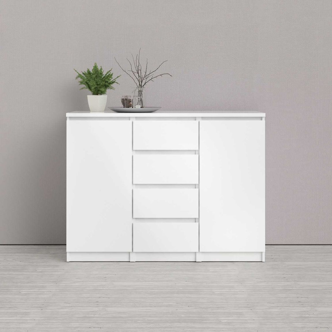 Sideboard NAIA Anrichte Weiß Hochglanz