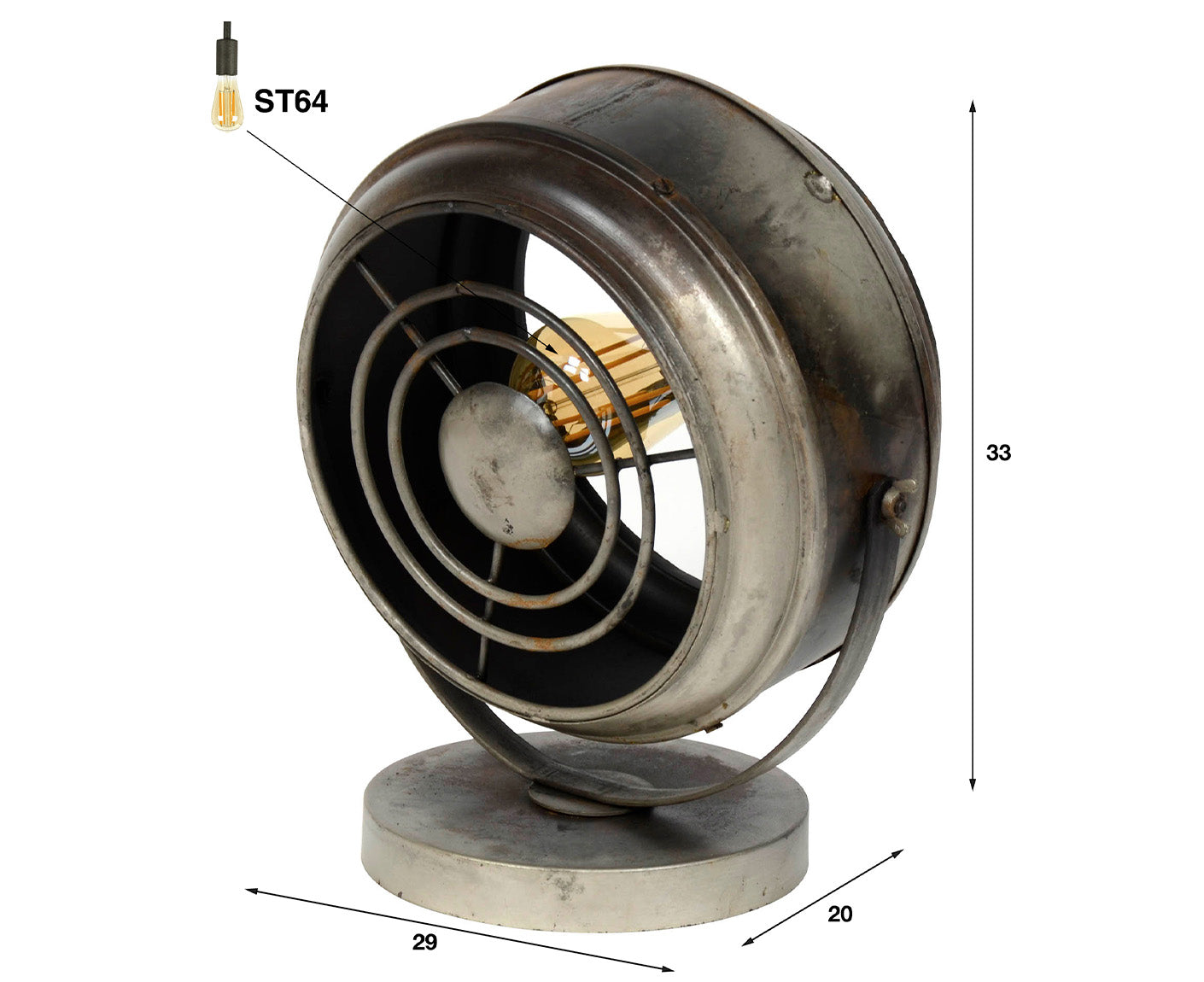 Tischlampe Beam, Antik Silber