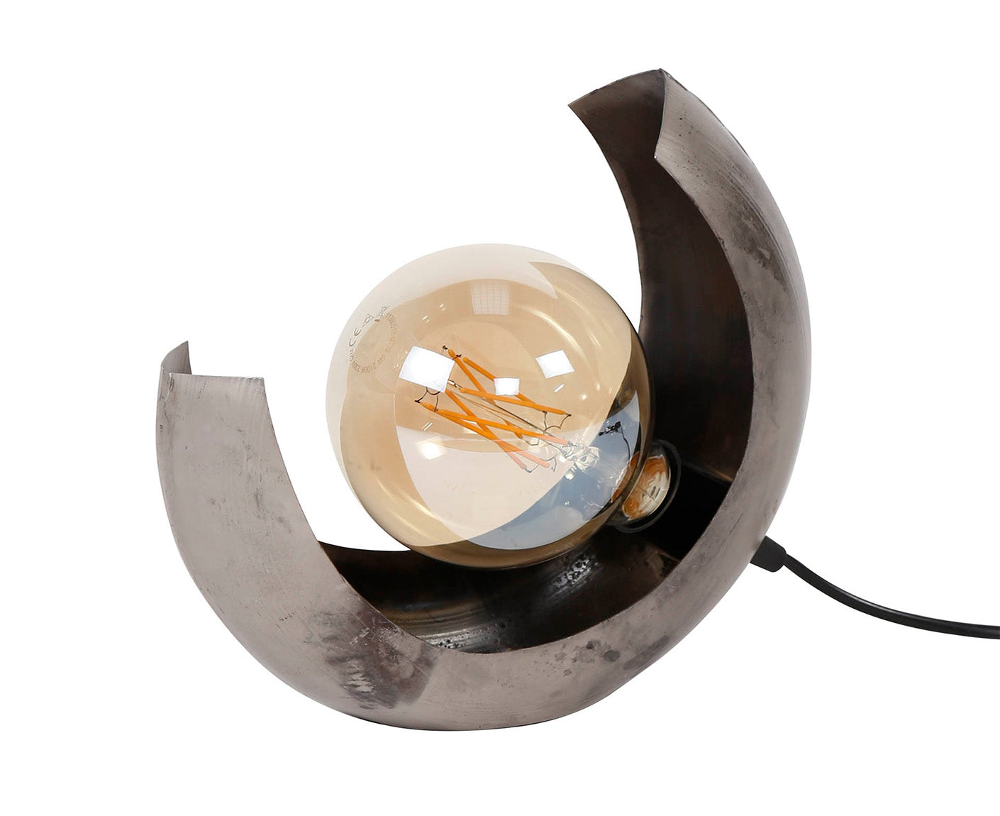 Tischlampe Half Moon, Antik Silber