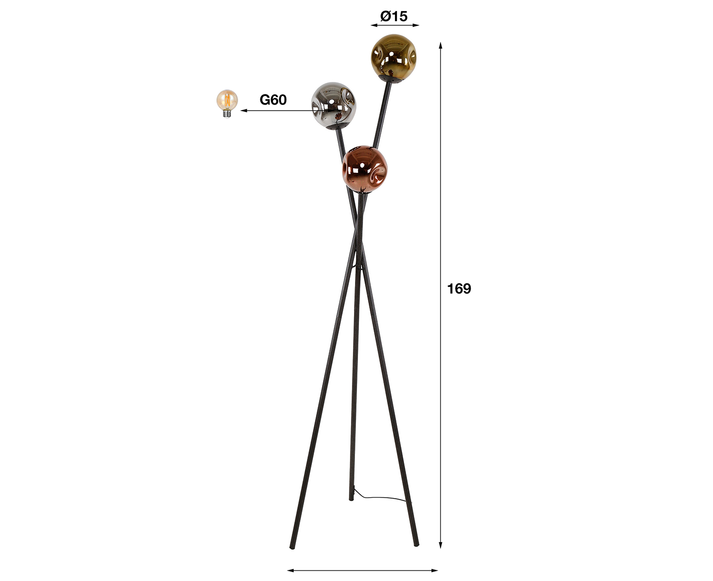 Stehlampe 3L Molecule Mix Glass / Artic Schwarz