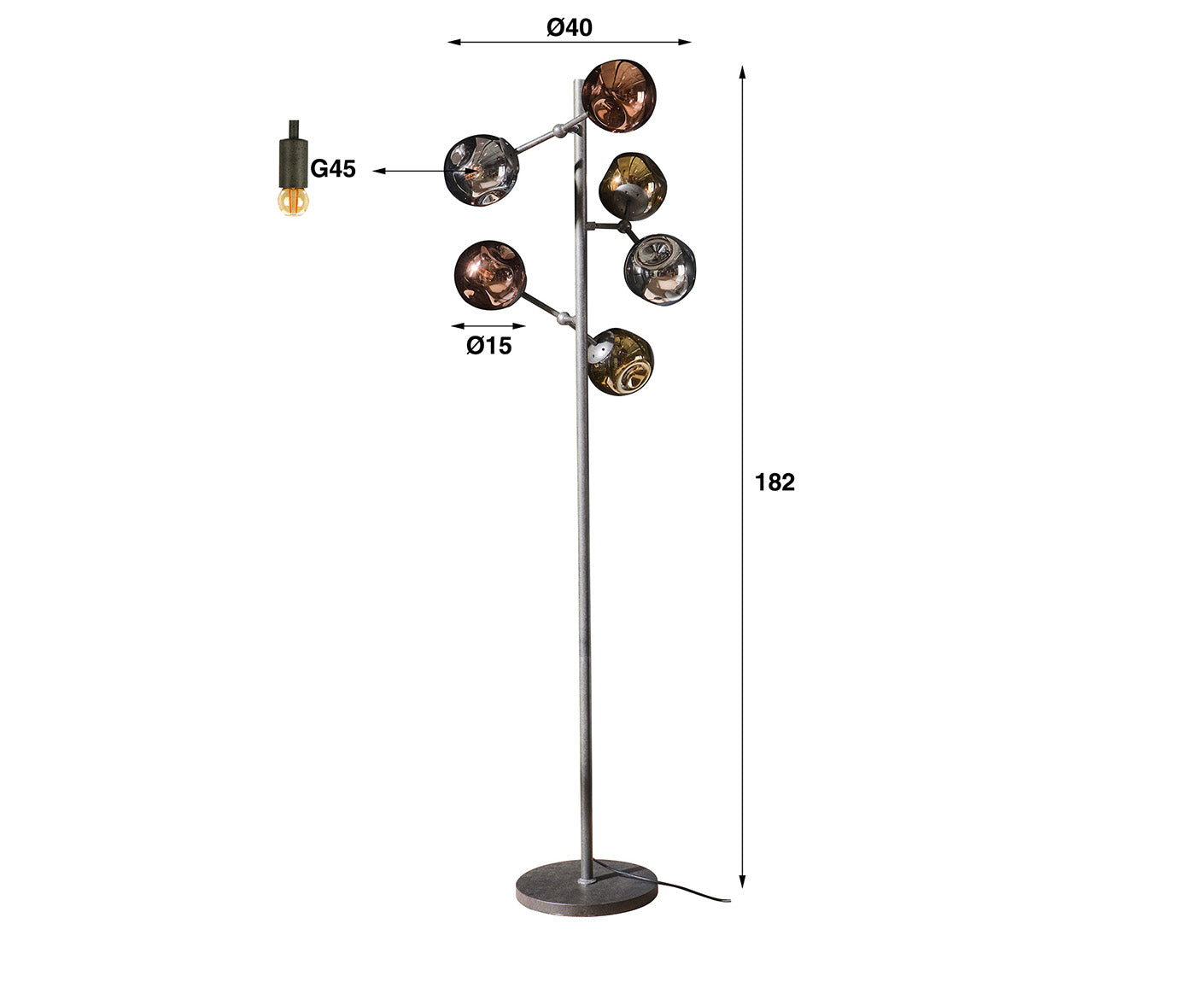 Stehlampe 6L Molecule Mix, Artic Schwarz - Voelpe