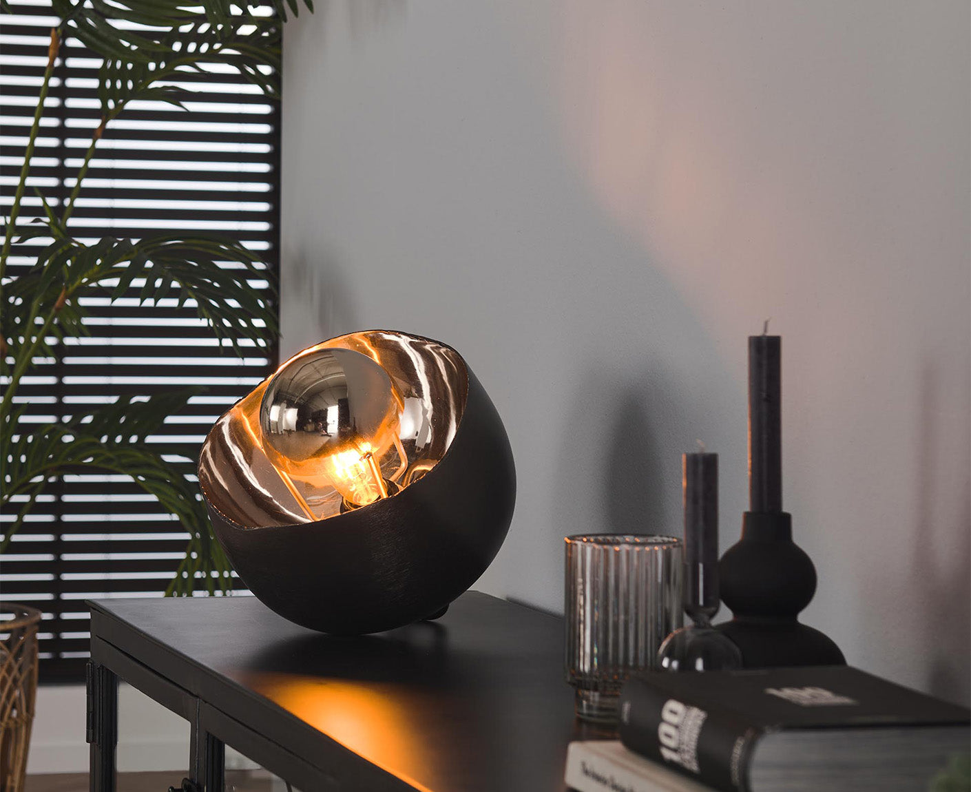 Tischlampe 28 cm Ø Mirror / Schwarz Nickel