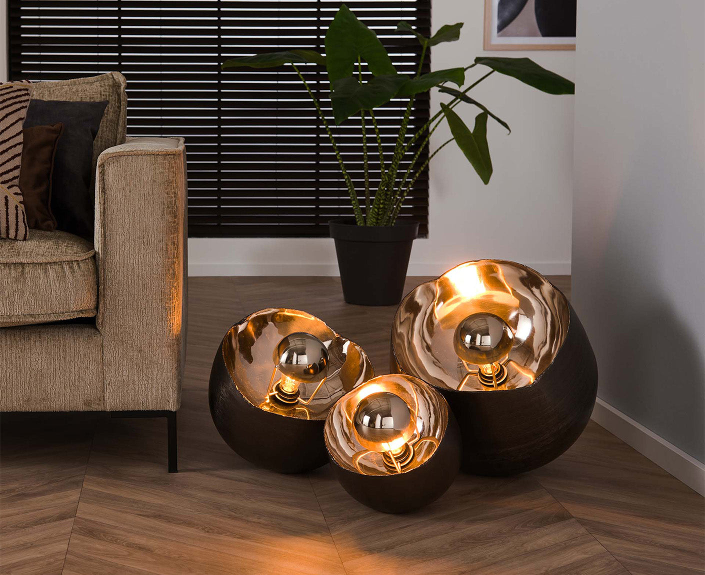 Tischlampe 28 cm Ø Mirror / Schwarz Nickel