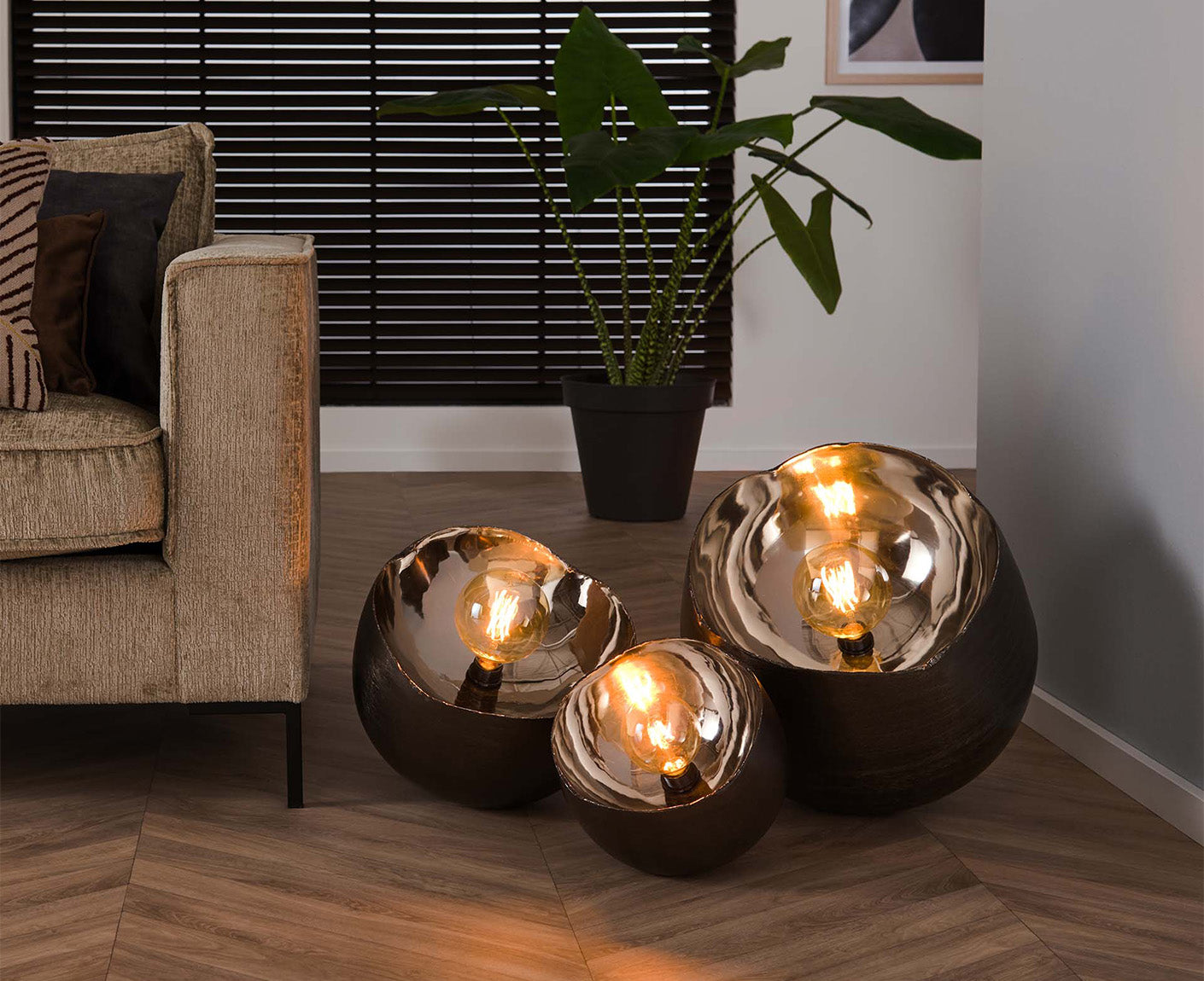 Tischlampe 28 cm Ø Mirror / Schwarz Nickel