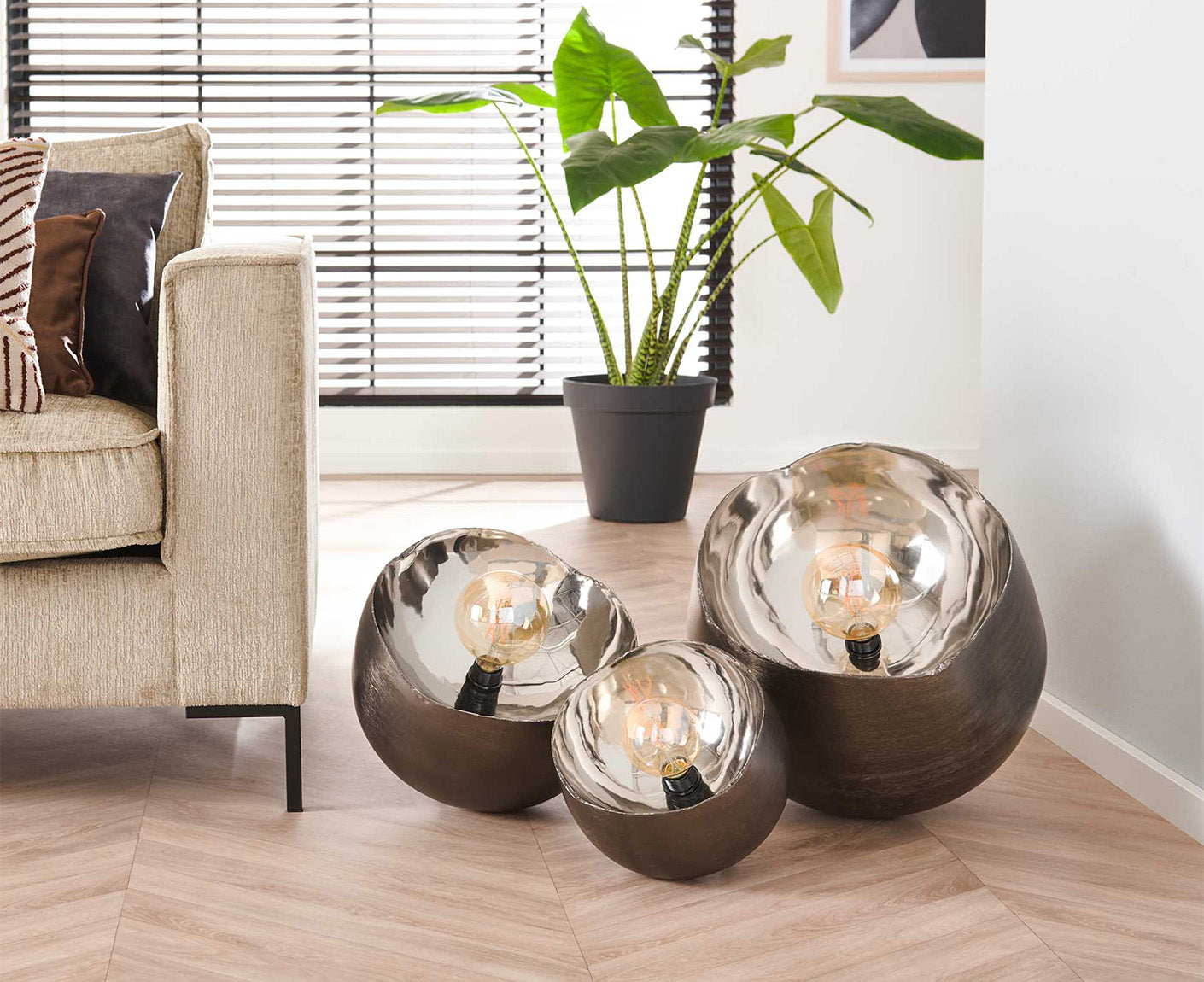 Tischlampe 28 cm Ø Mirror / Schwarz Nickel