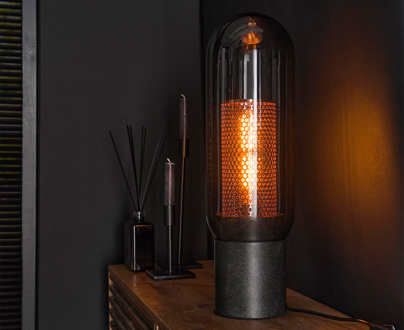 Tischlampe Smoke Glass Artic Schwarz