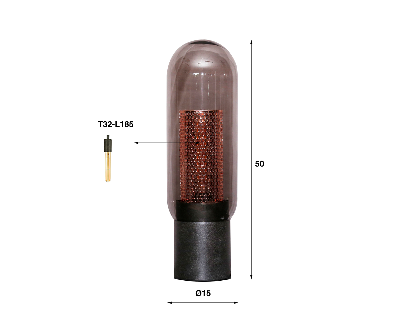 Tischlampe Smoke Glass Artic Schwarz