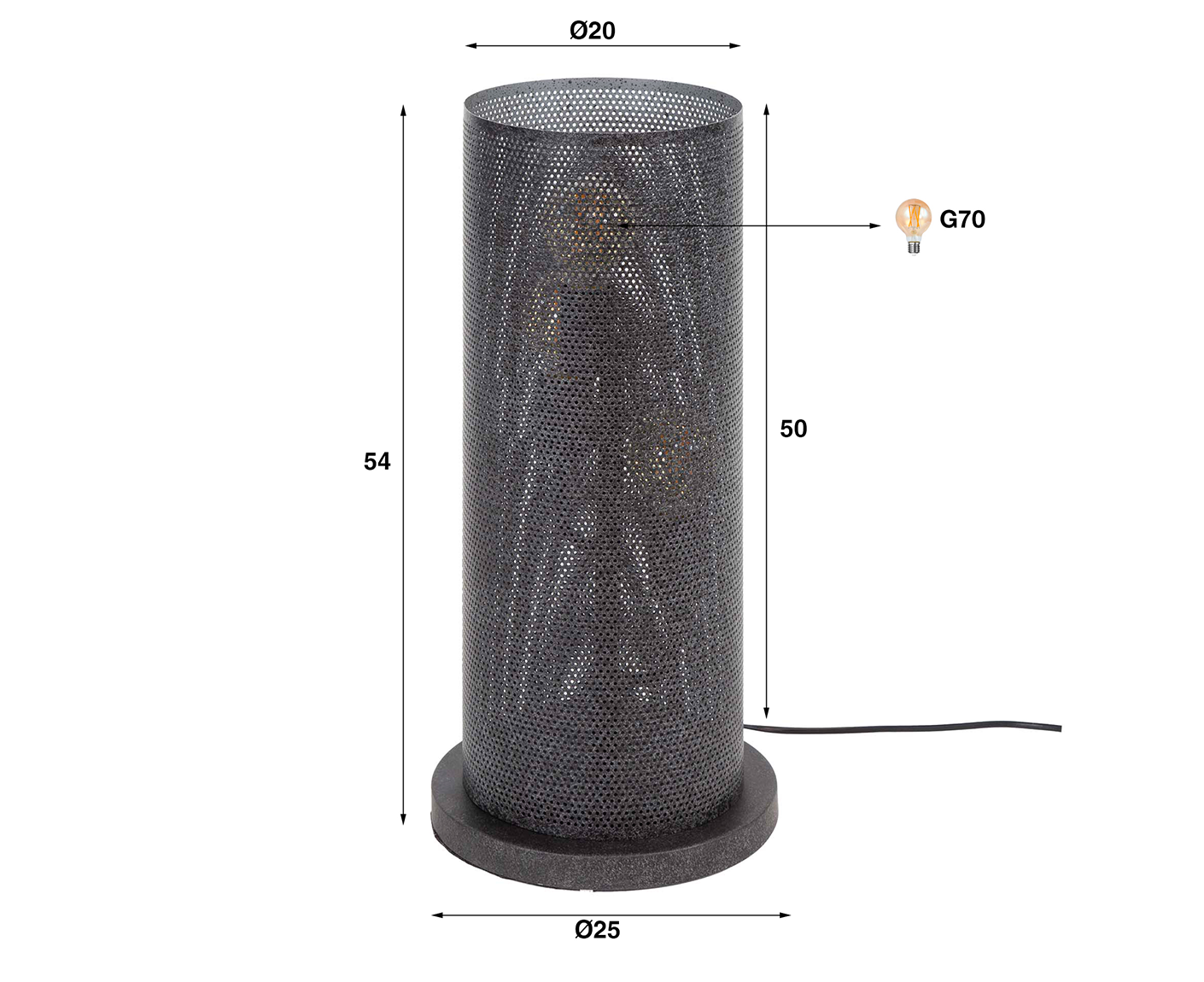 Tischlampe 3L Rohr Mesh