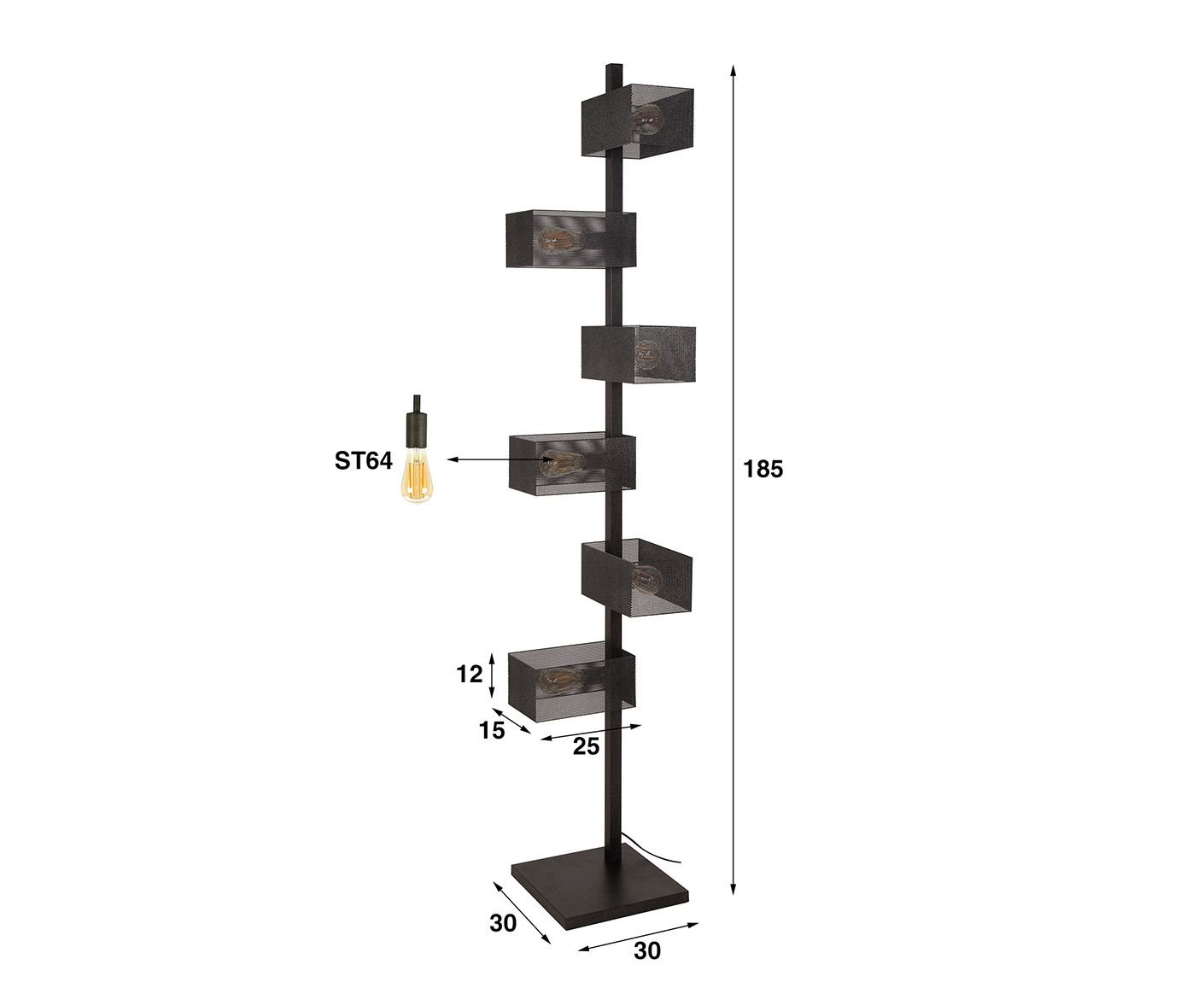 Stehlampe 6L Brick Mesh / Artic Schwarz