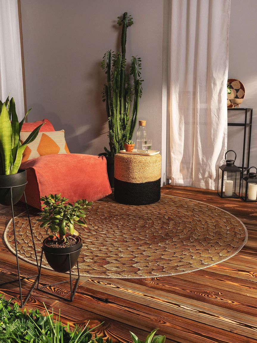 In- & Outdoor Teppich rund Kenya Ø 160 cm rund Creame / Beige