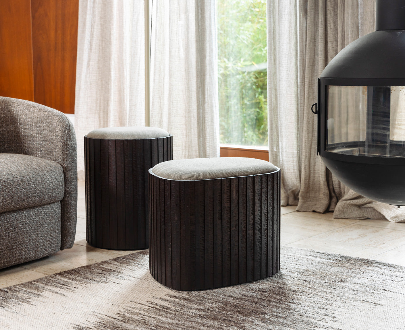 Stauraum Hocker Pouf Bay Low Braun