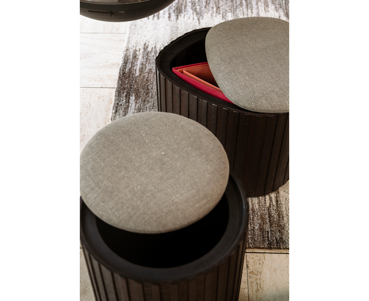 Stauraum Hocker Pouf Bay High Braun