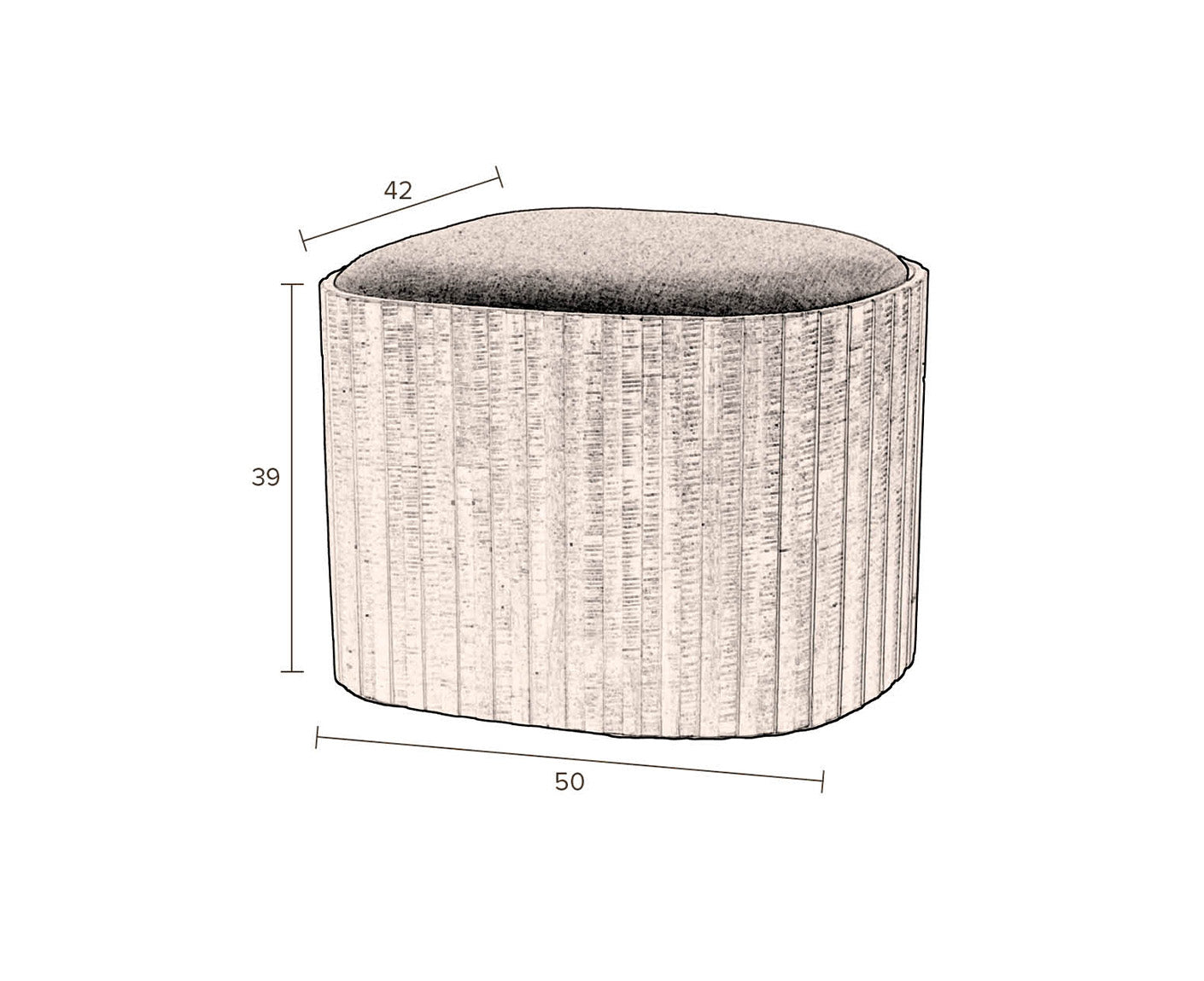 Stauraum Hocker Pouf Bay Low Braun