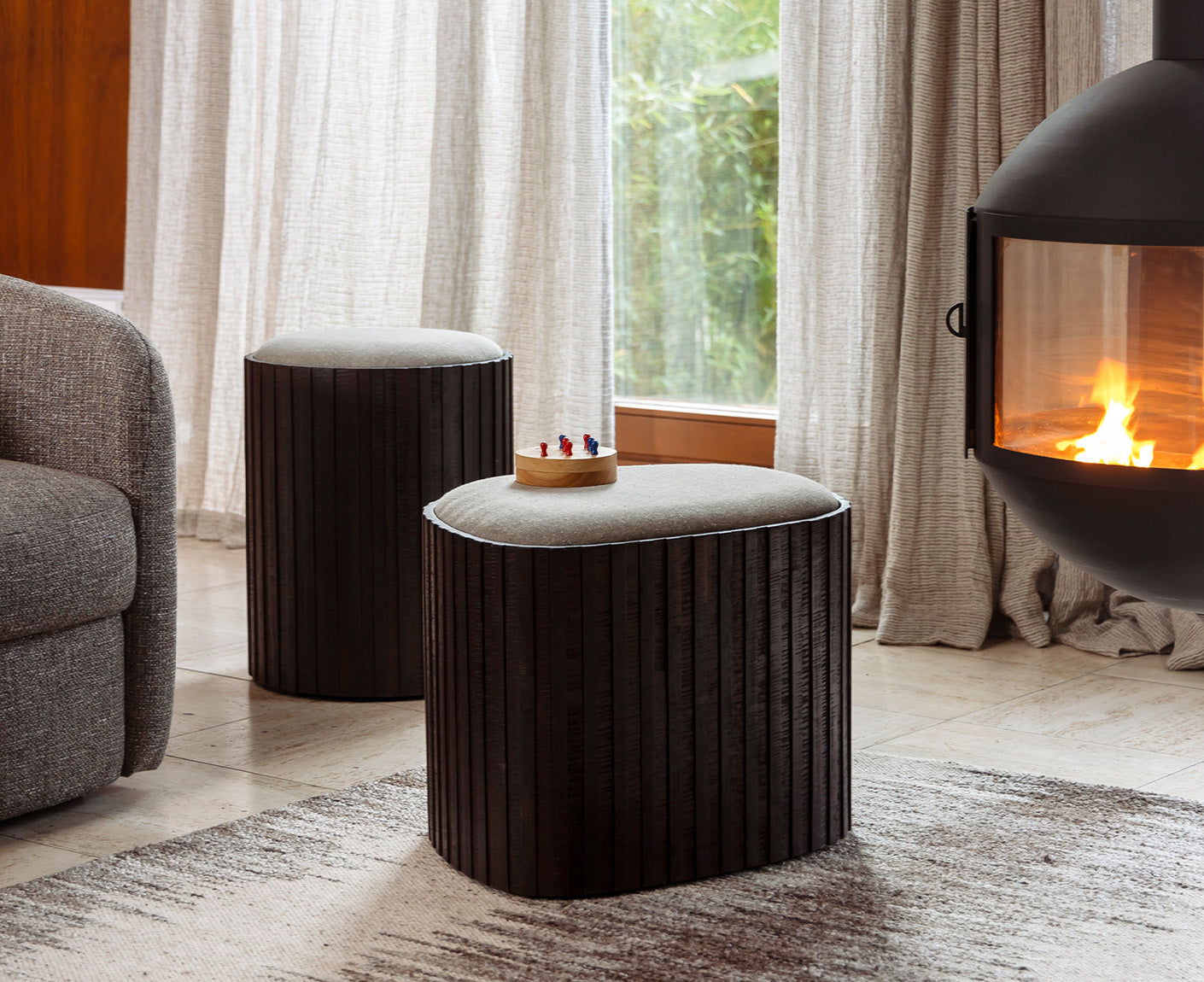 Stauraum Hocker Pouf Bay High Braun