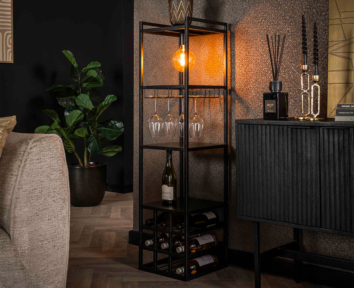 Weinregal-Lampe Decorate / Charcoal