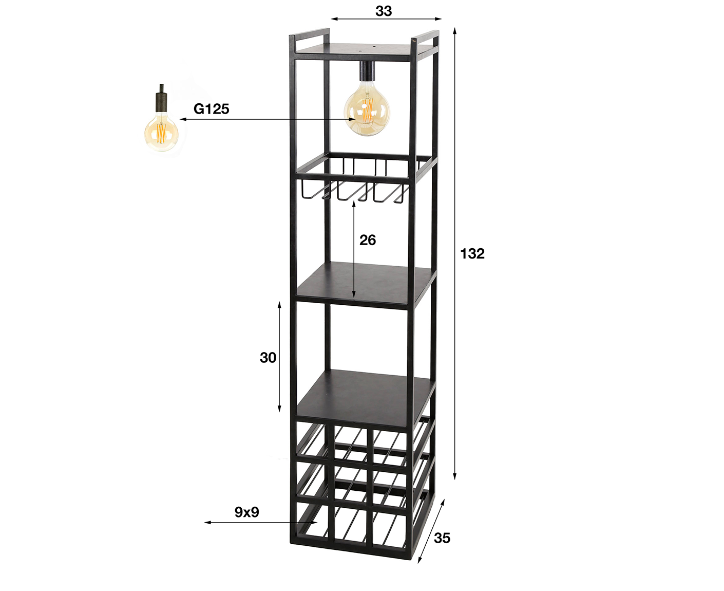 Weinregal-Lampe Decorate / Charcoal