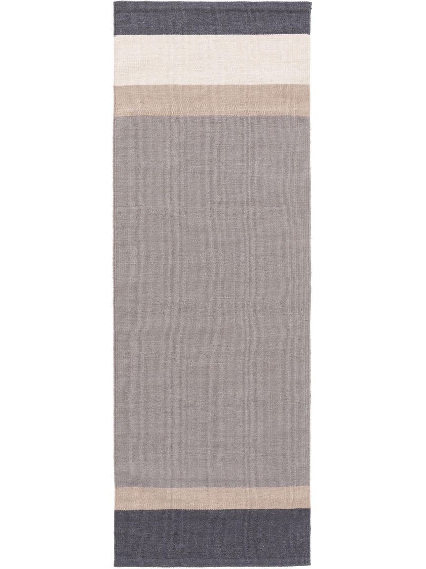 Wollteppich / Läufer New Stripes 70x200 cm Grau / Anthrazit
