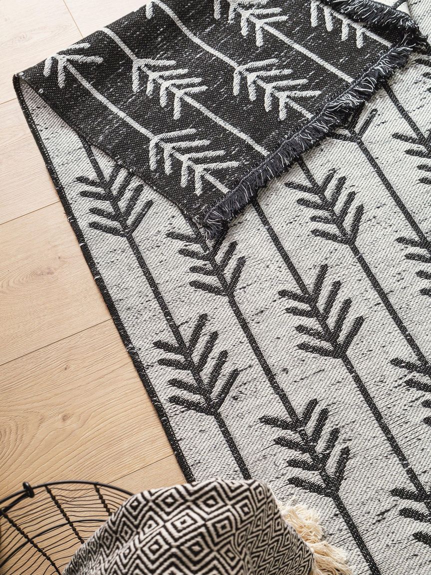 Teppich Läufer aus recyceltem Material Vigo 80x240 cm Beige / Schwarz