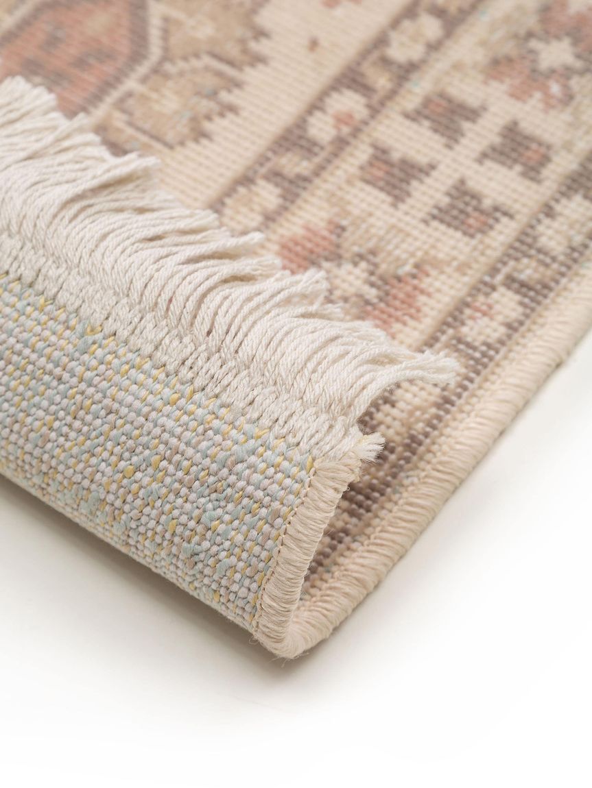 Läufer Folk 80x250 cm Beige / Rosa