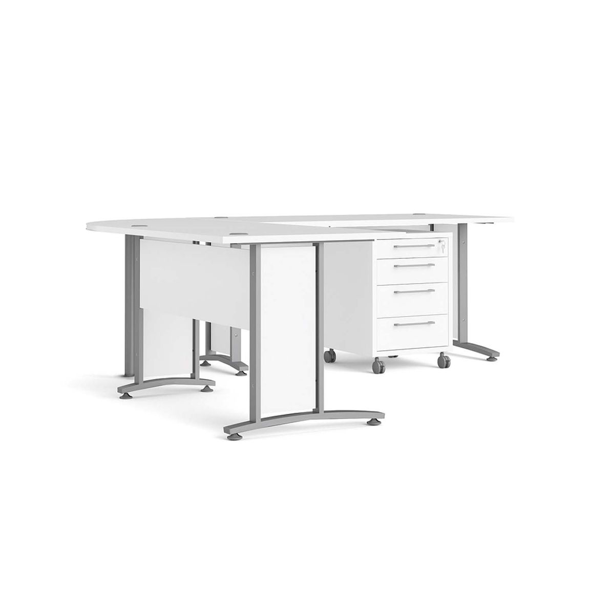 Prima Winkelkombination inkl. Rollcontainer 230 x 200 cm Weiß