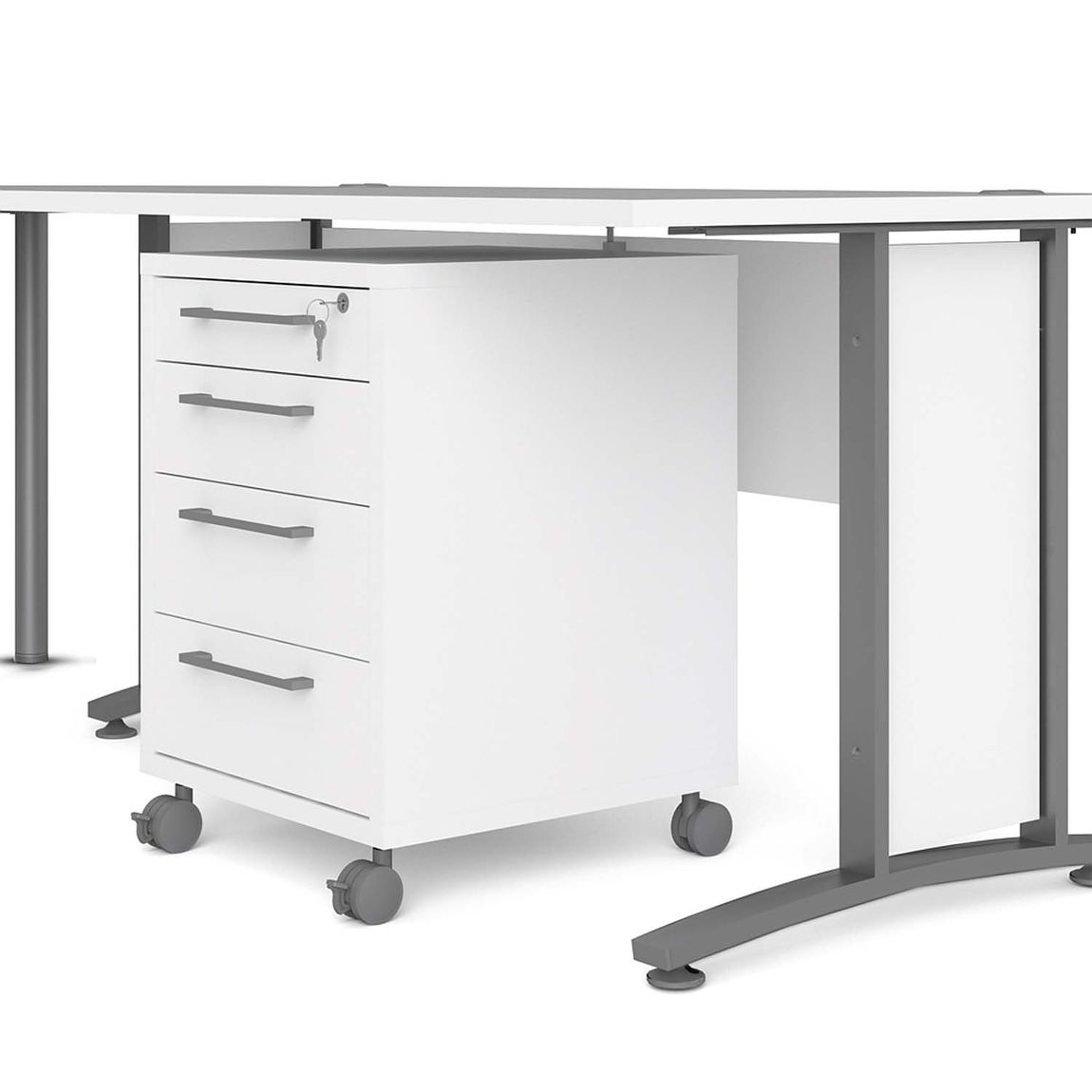 Prima Winkelkombination inkl. Rollcontainer 230 x 200 cm Weiß
