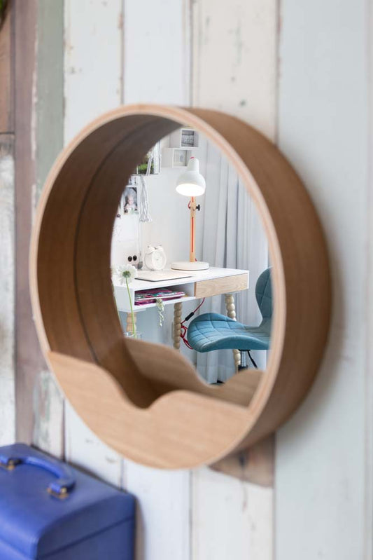 Round Wandspiegel rund Ø 40cm Braun
