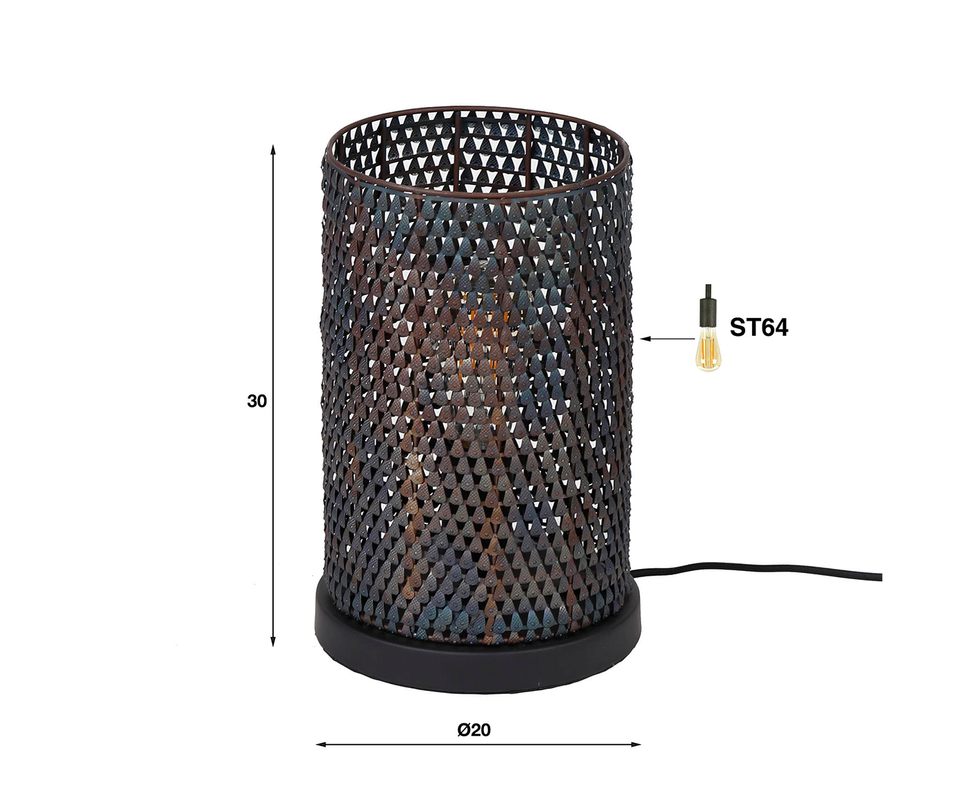 Tischleuchte Armor Tube / Schwarz-Braun