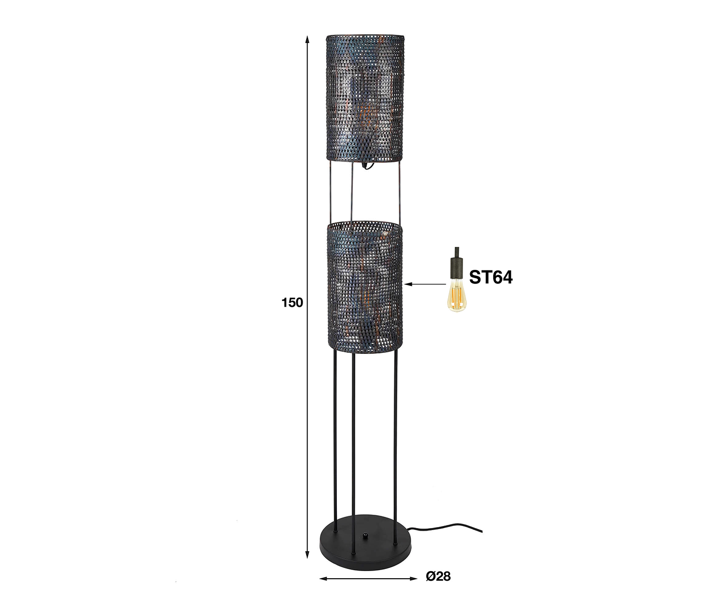Stehlampe 2L Armor Tube / Schwarz-Braun