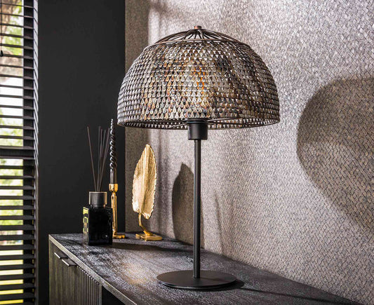 Tischlampe 35 cm Armor Open / Schwarz-Braun