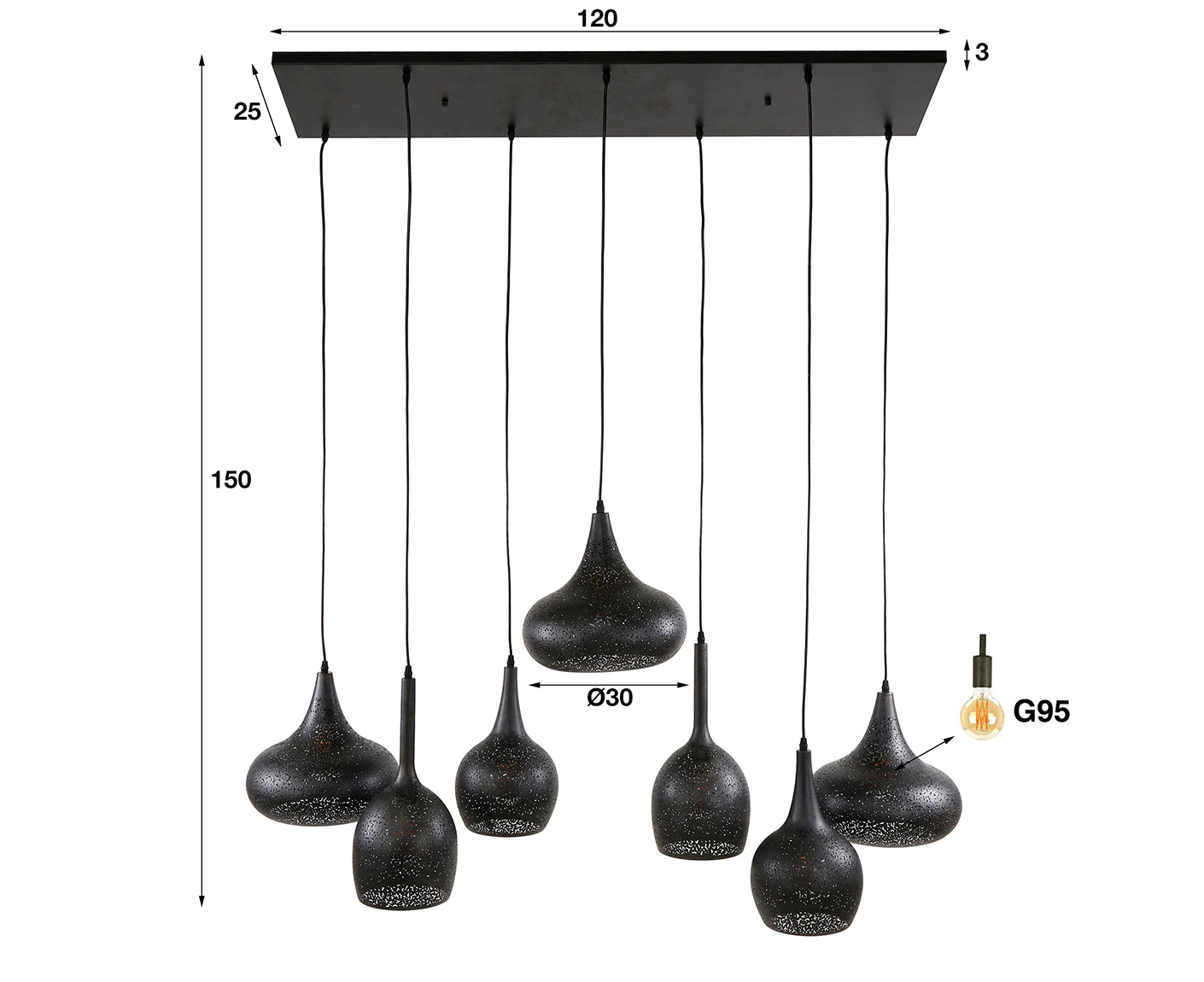 Hängelampe 4+3 Zip / Artic Schwarz