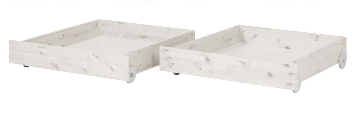 Schubladen 2 Stück, für 200 cm Bett, Weiss lasiert