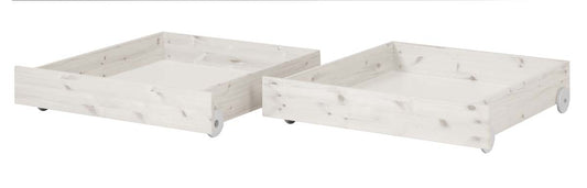Schubladen 2 Stück, für 200 cm Bett, Weiss lasiert