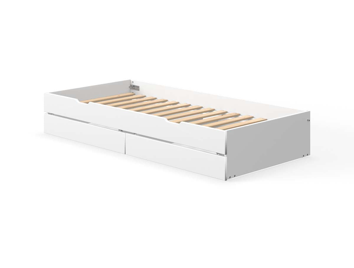 Flexa Nor Ausziehbett mit Schubladen für 90x200 cm Einzelbett Weiß
