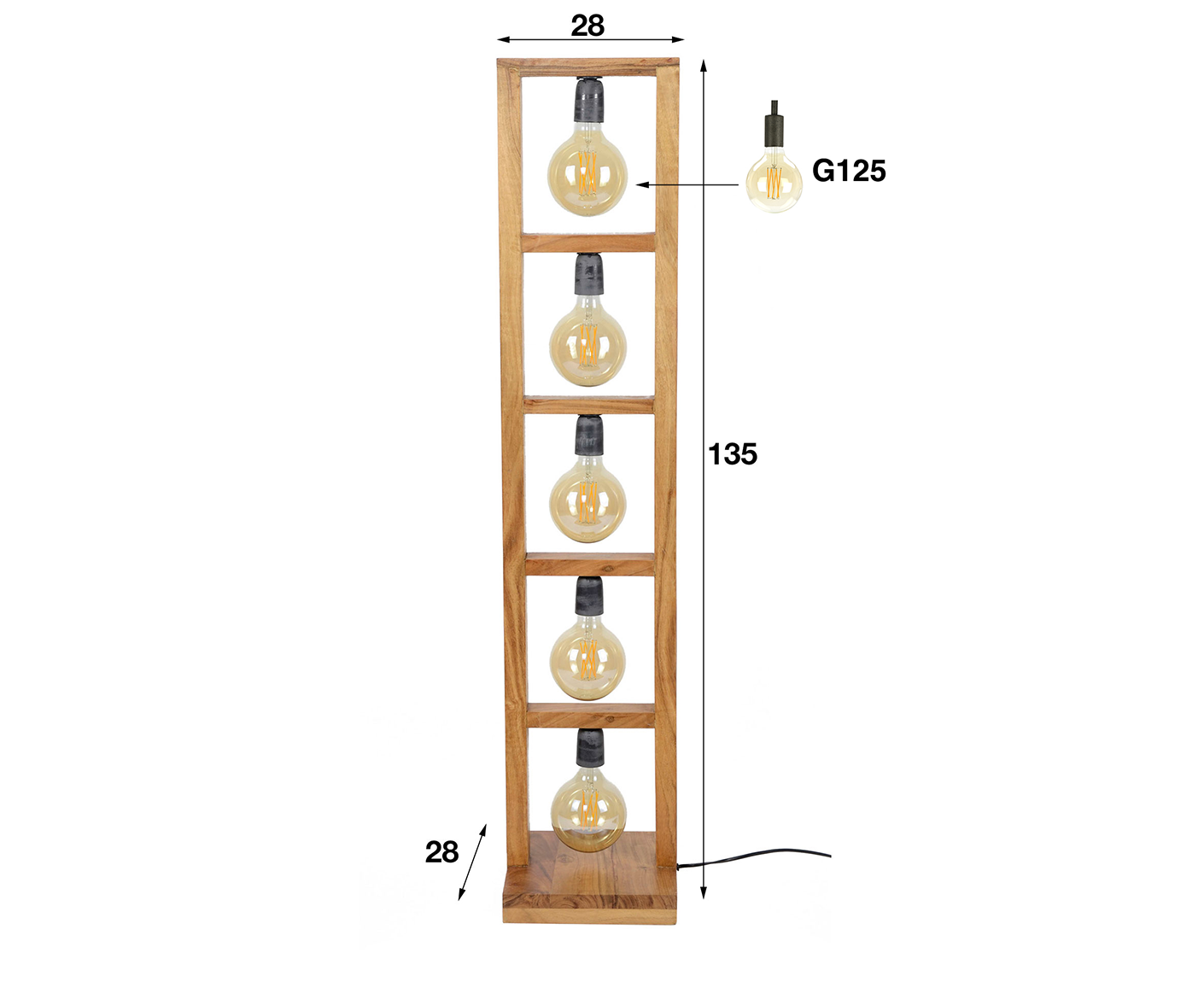 Stehleuchte 5L Modulo Holzrahmen Massivholz Akazie Natur