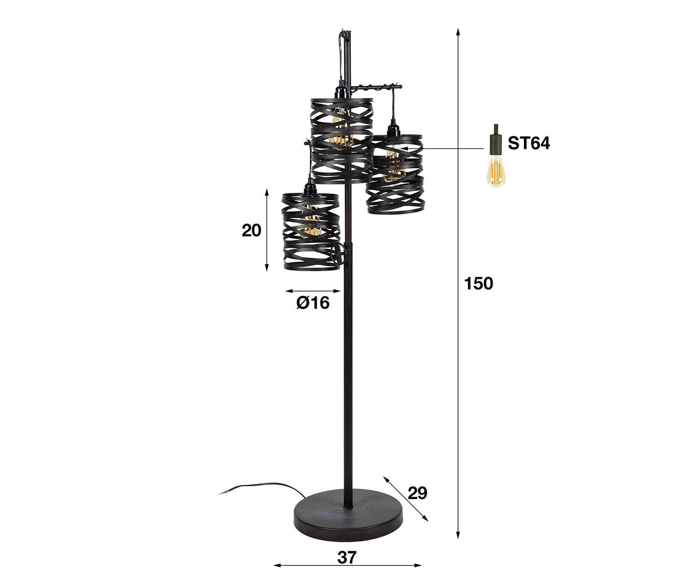 Stehlampe 3L Spindel Slate Grey