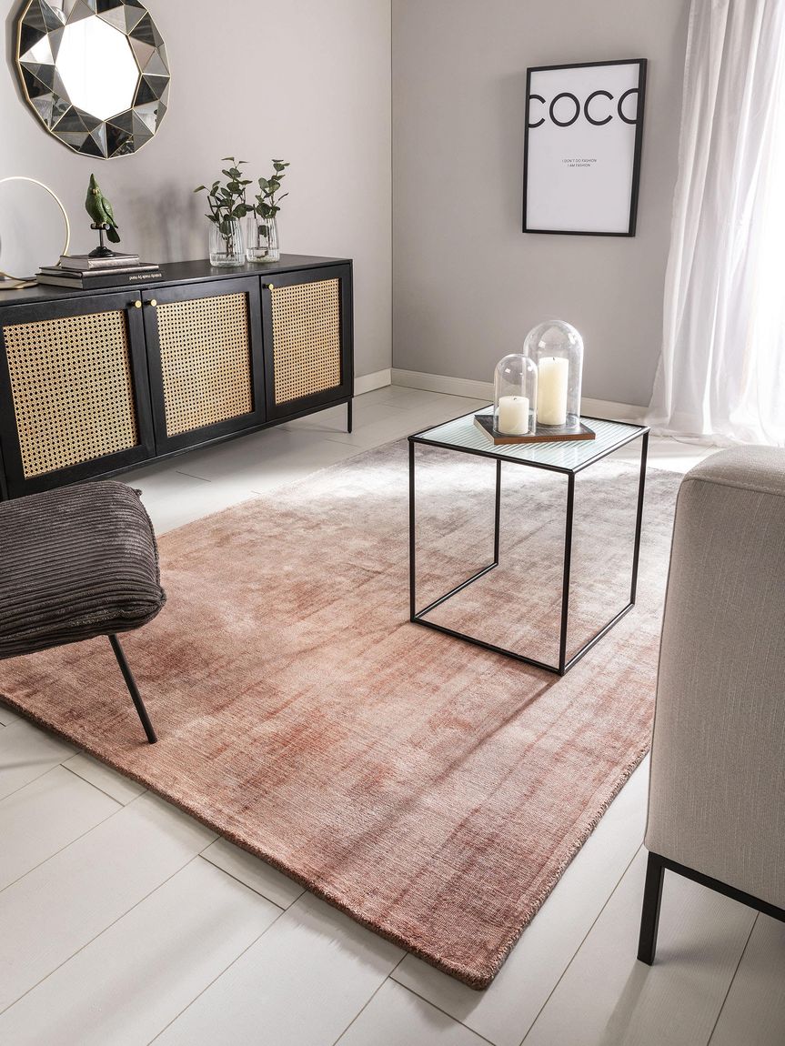 Viskoseteppich Gida Grau / Rosa