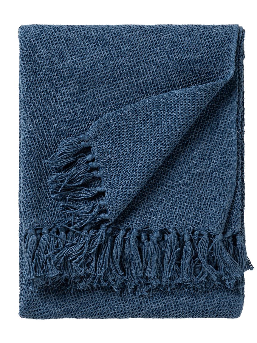 Baumwolldecke Ezra 125x150 cm Blau