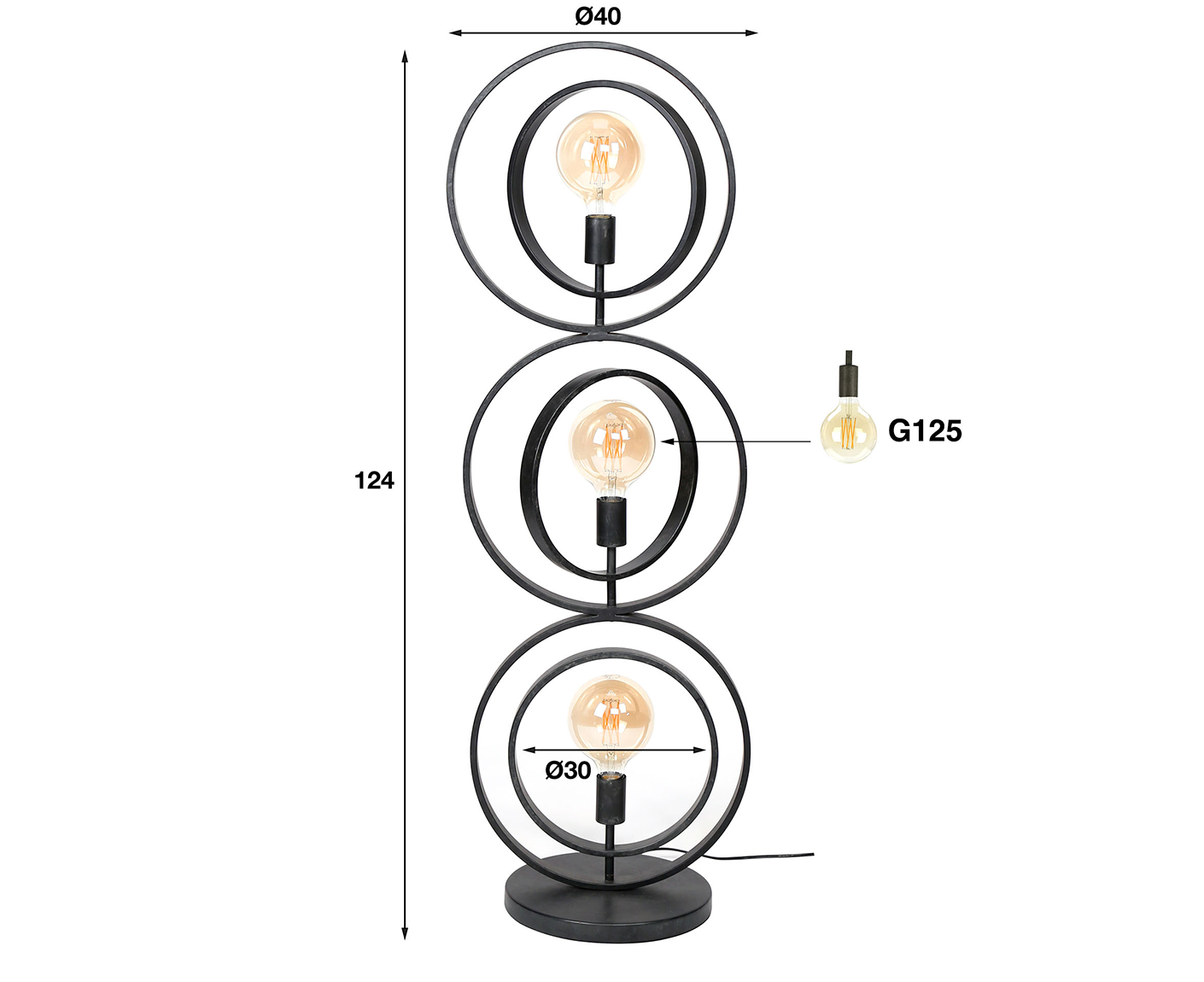 Tischlampe 3L Turn Around Charcoal